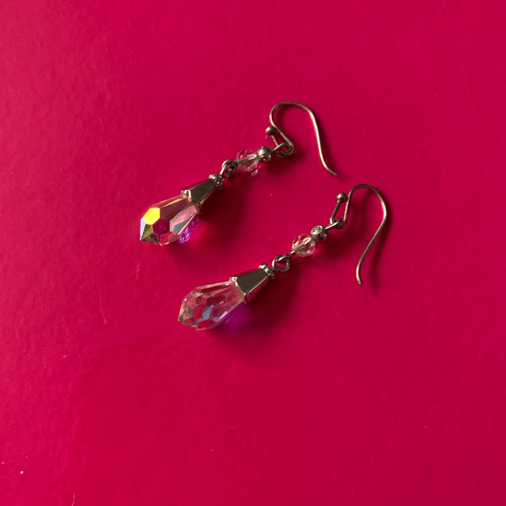 SWAROVSKI Silver tone and clear Crystal AB Drop Earrings